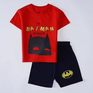 Boys Half Sleeves 2 Piece Suit (batman)