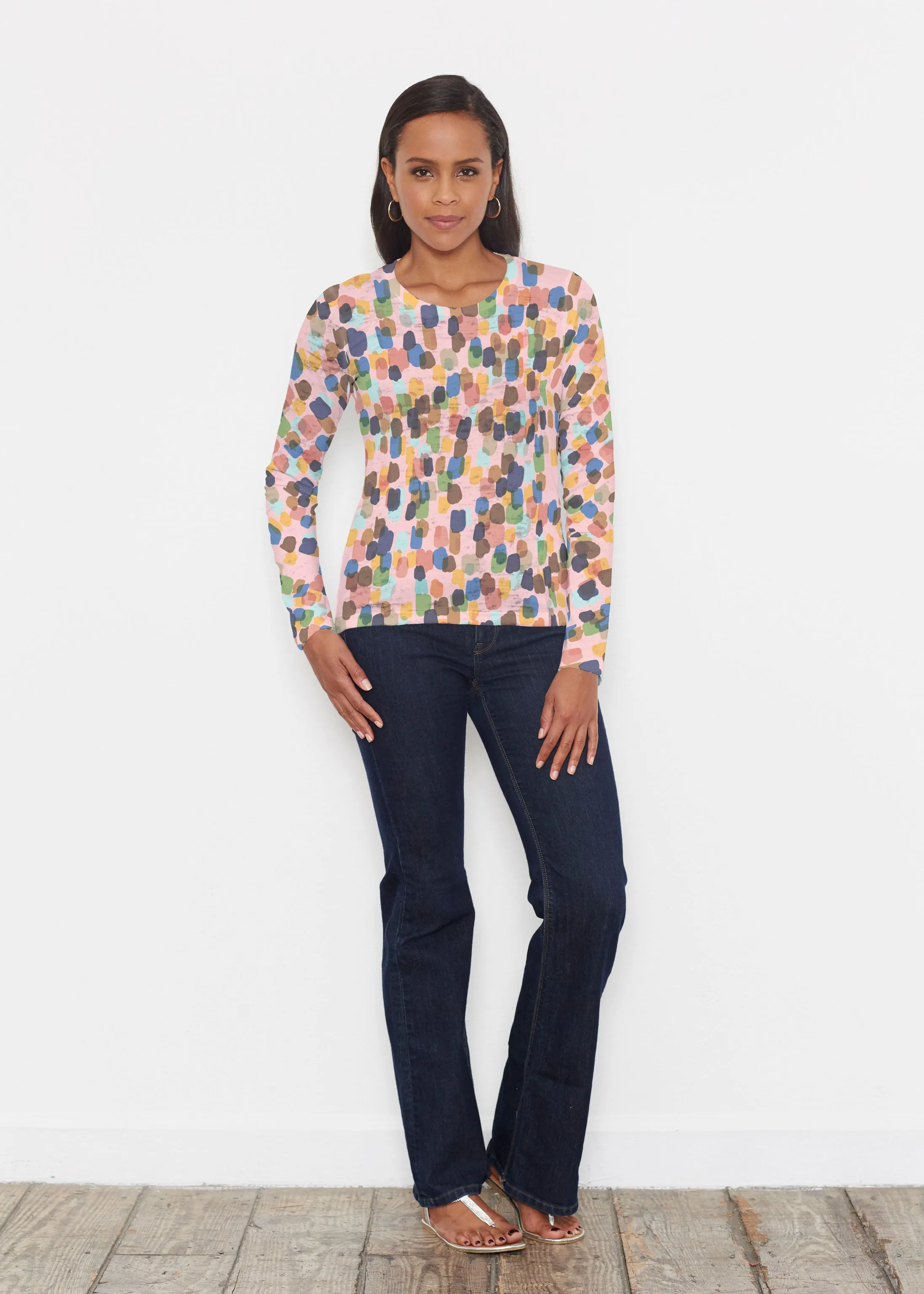 Brushstroke Multi (14293) ~ Signature Long Sleeve Crew Shirt