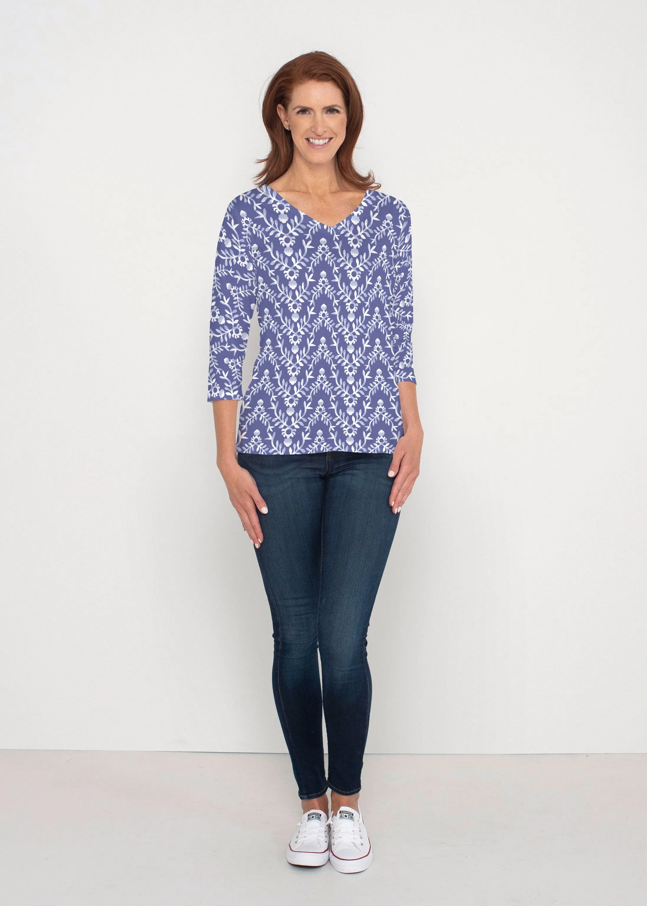 Budding Antlers (8030) ~ Signature 3/4 Sleeve V-Neck Top