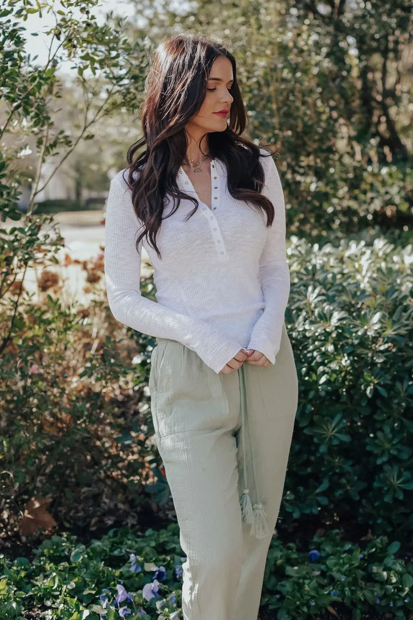 Button Up Henley Crew Neck