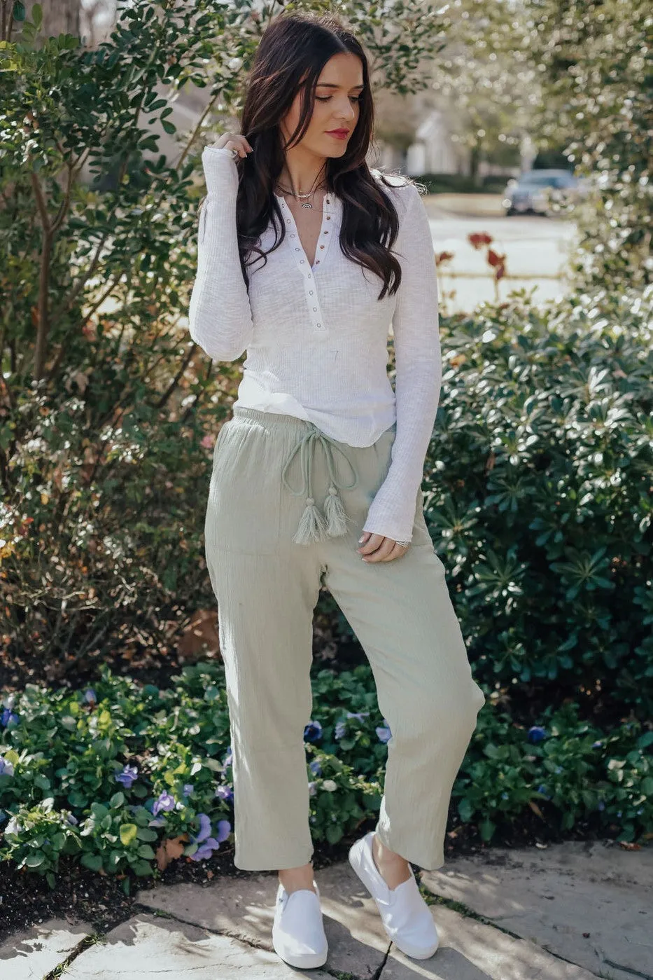 Button Up Henley Crew Neck