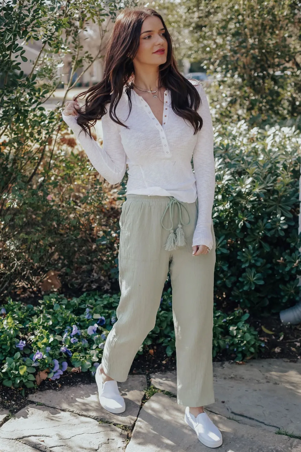 Button Up Henley Crew Neck