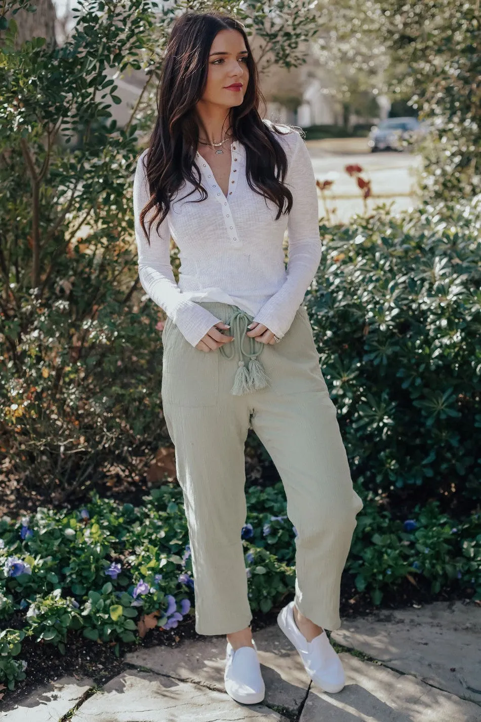 Button Up Henley Crew Neck