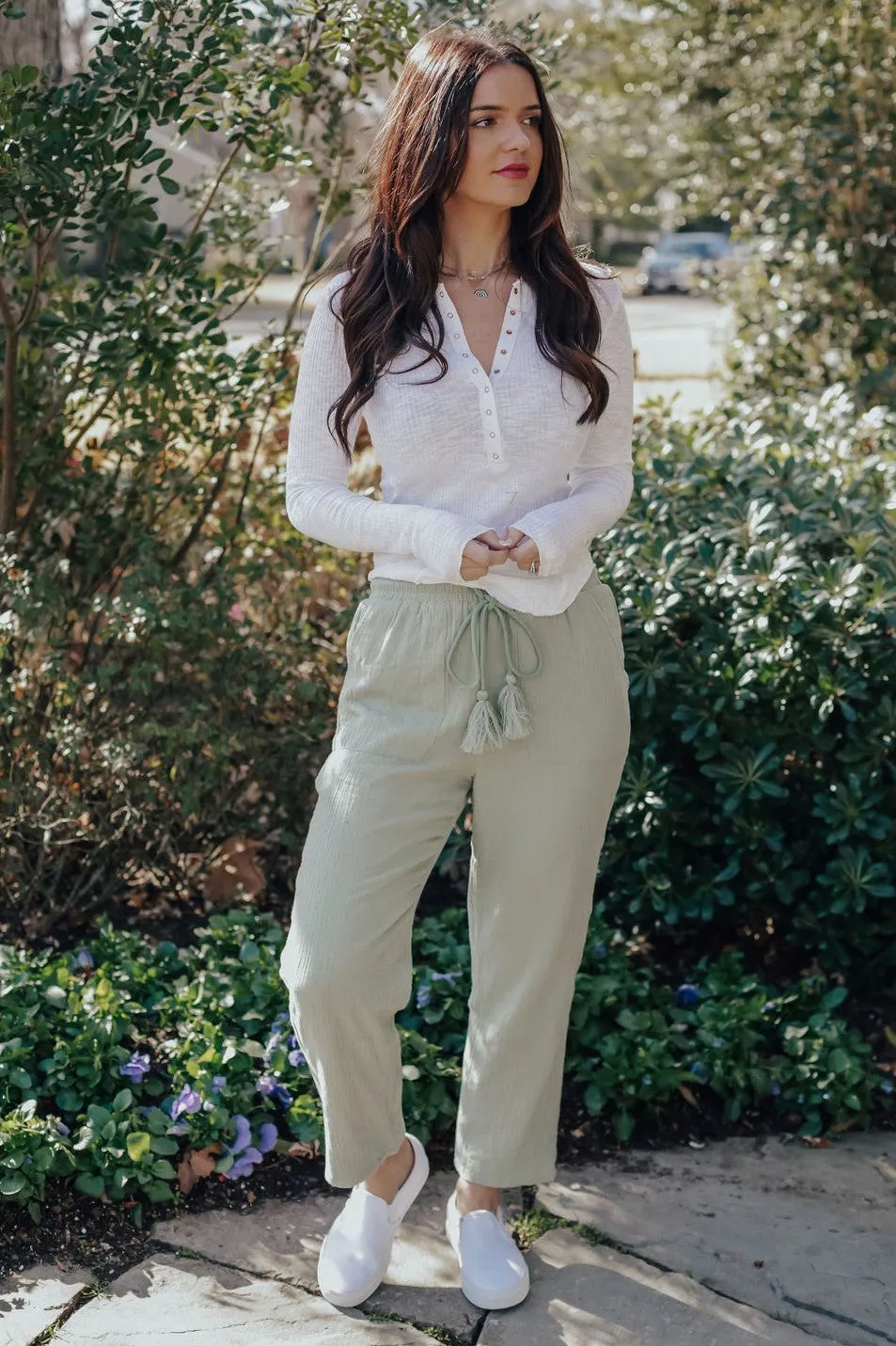 Button Up Henley Crew Neck
