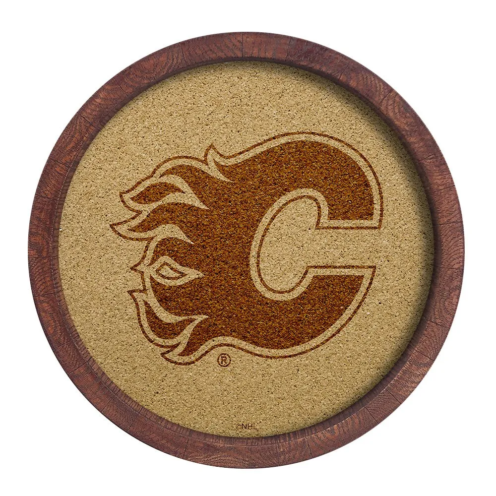 Calgary Flames: Barrel Top Cork Note Board