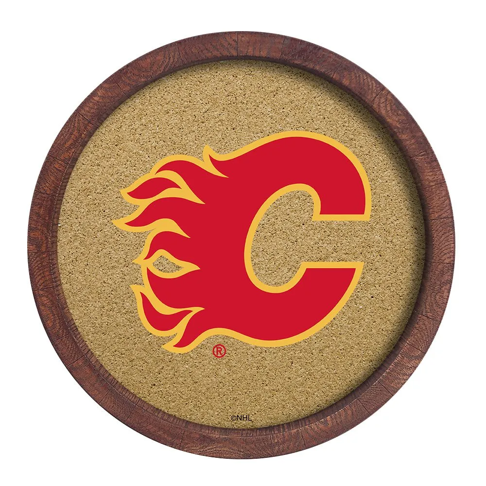Calgary Flames: Barrel Top Cork Note Board
