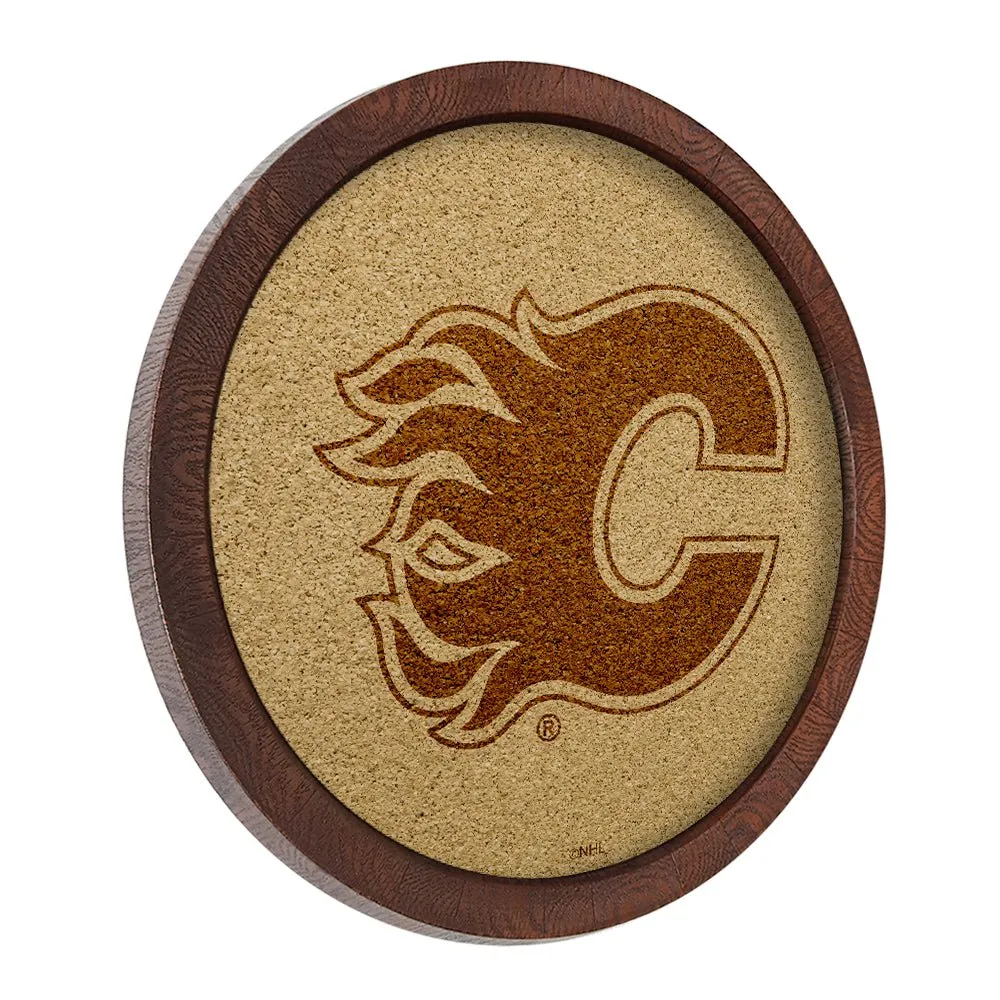 Calgary Flames: Barrel Top Cork Note Board