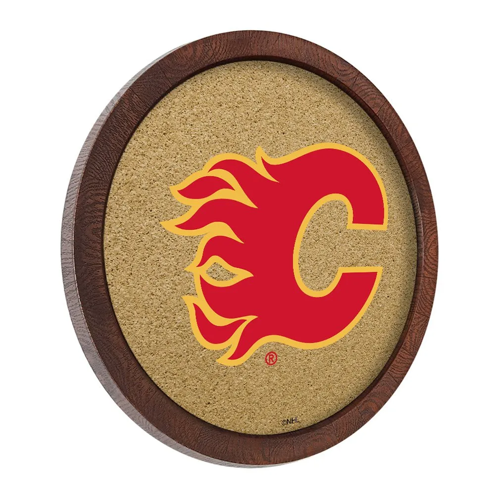 Calgary Flames: Barrel Top Cork Note Board