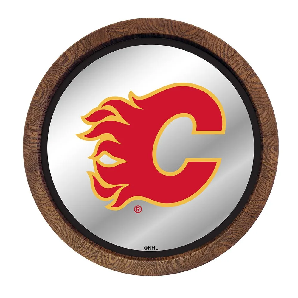 Calgary Flames: Mirrored Barrel Top Wall Sign