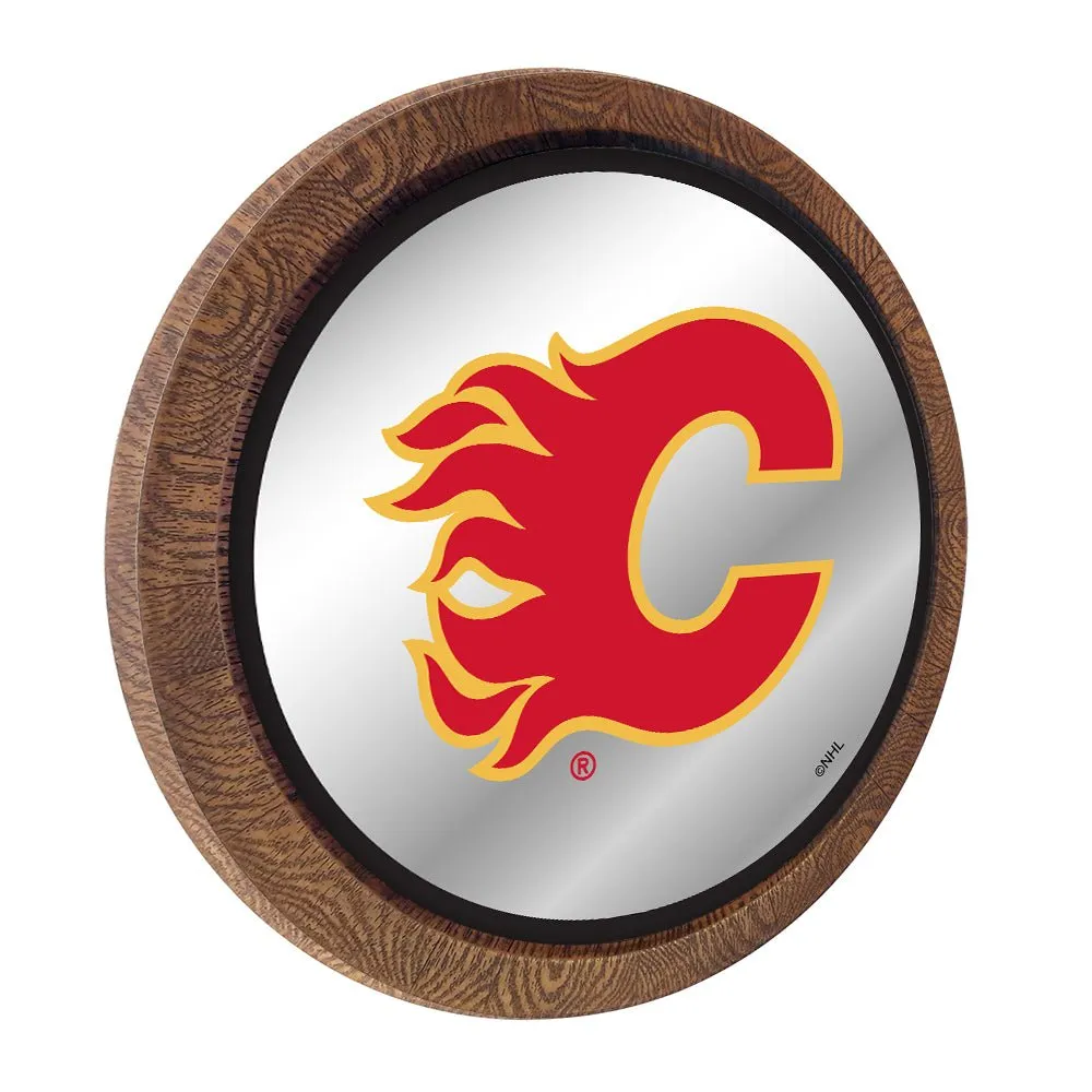 Calgary Flames: Mirrored Barrel Top Wall Sign