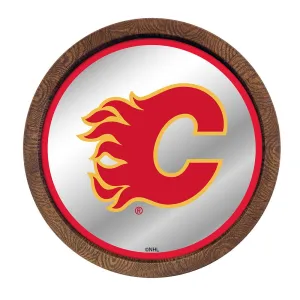 Calgary Flames: Mirrored Barrel Top Wall Sign