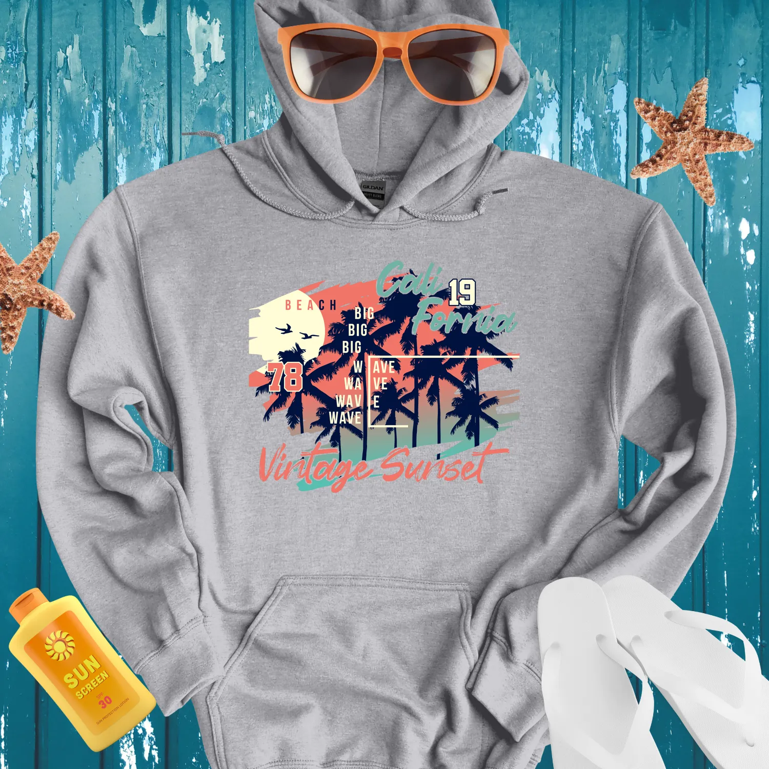 California Retro Beach Hoodie Vintage Surf Style 1978