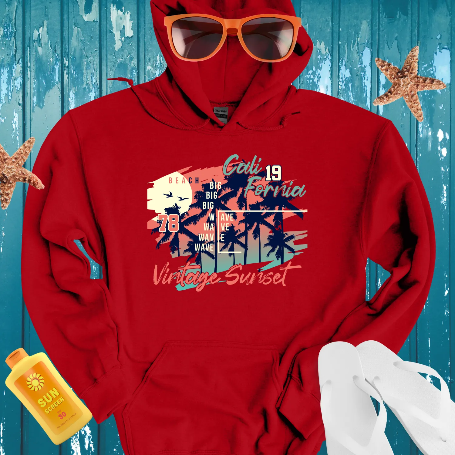 California Retro Beach Hoodie Vintage Surf Style 1978