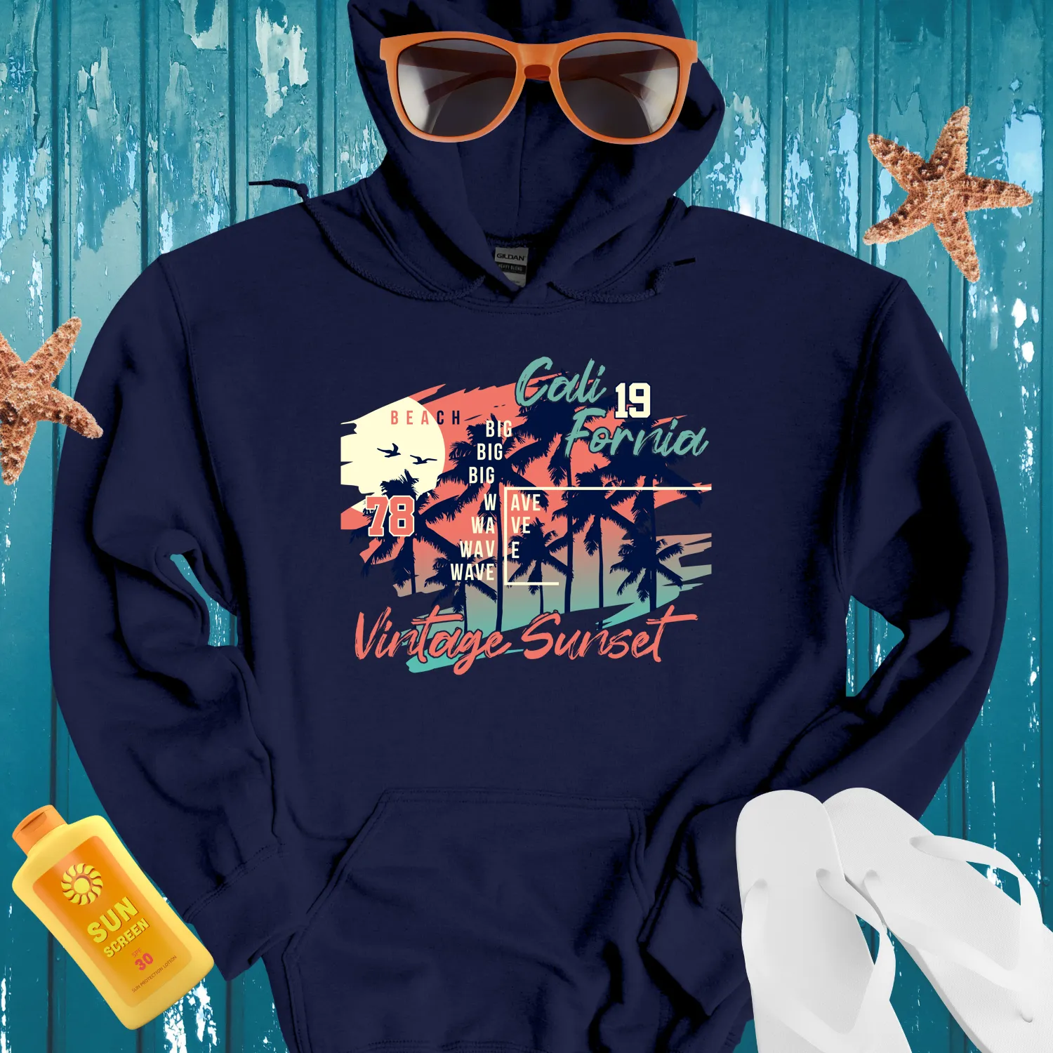 California Retro Beach Hoodie Vintage Surf Style 1978