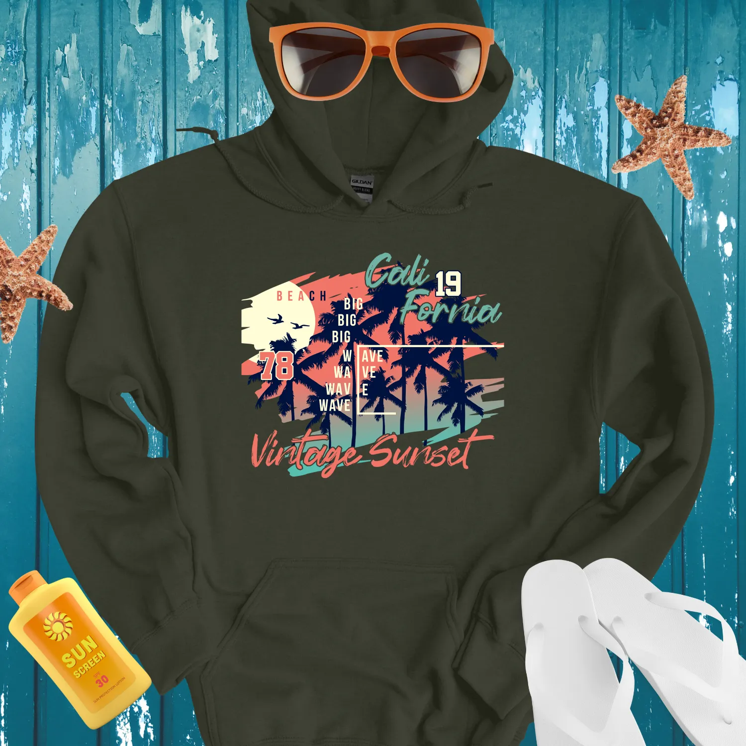 California Retro Beach Hoodie Vintage Surf Style 1978