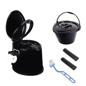 Camping Toilet, Portable Toilet for Adults & Kids, 5.3 Gallon Camping Toilet with Detachable Inner Bucket and Removable Toilet Paper Holder (Black)