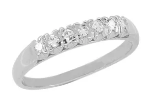 Carole 1940's Vintage Wedding Band with Old Single Cut Diamonds in 14 Karat White Gold
