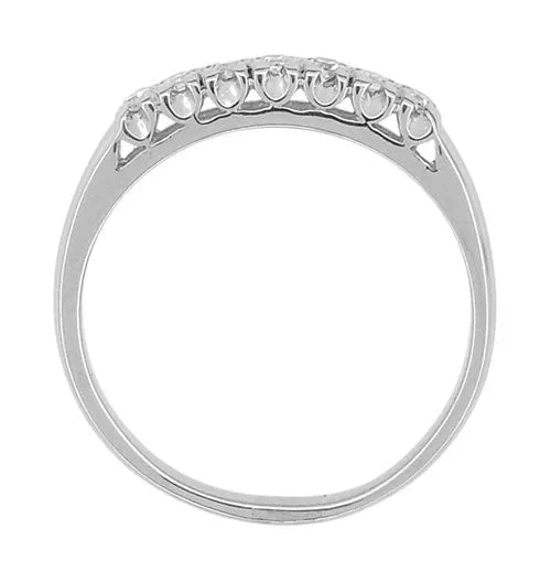 Carole 1940's Vintage Wedding Band with Old Single Cut Diamonds in 14 Karat White Gold