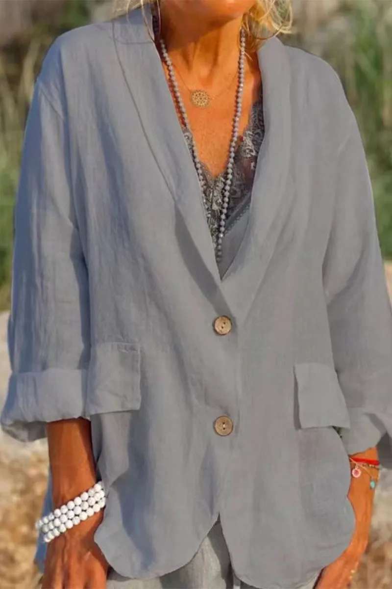 Casual Solid Buttons Turn-back Collar Outerwear(5 Colors)