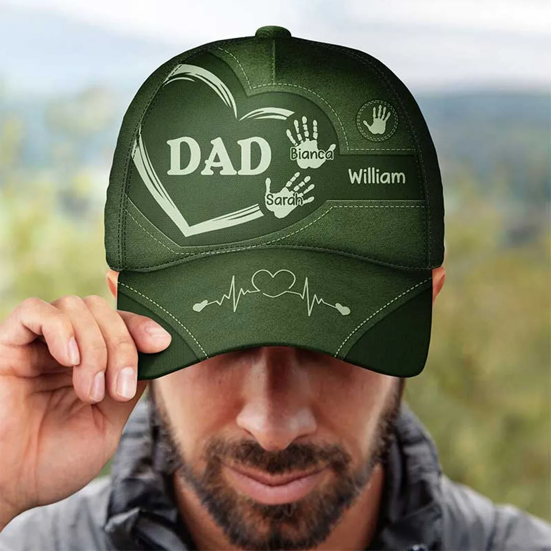 Christianartbag Cap, Grandpa Dad Kids Handprints Cap, Personalized Cap, Cap for Dad, CABCAP07230524.