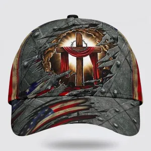 Christianartbag Hat, Personalized Name Classic Cap with Crown Of Thorns Cross Scarf Design, Personalized Hat, Christian Hat, CABHAT14141223.