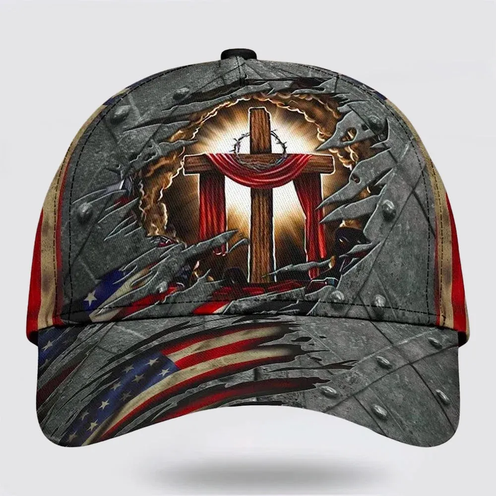 Christianartbag Hat, Personalized Name Classic Cap with Crown Of Thorns Cross Scarf Design, Personalized Hat, Christian Hat, CABHAT14141223.