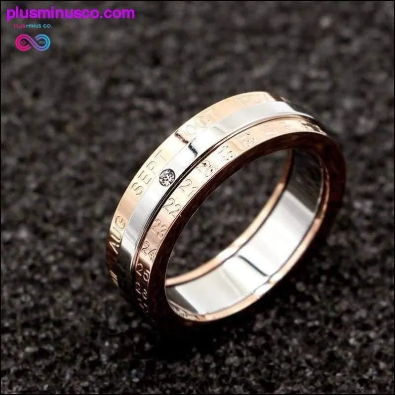 Classic Design Rotation Calendar and Date Ring Titanium