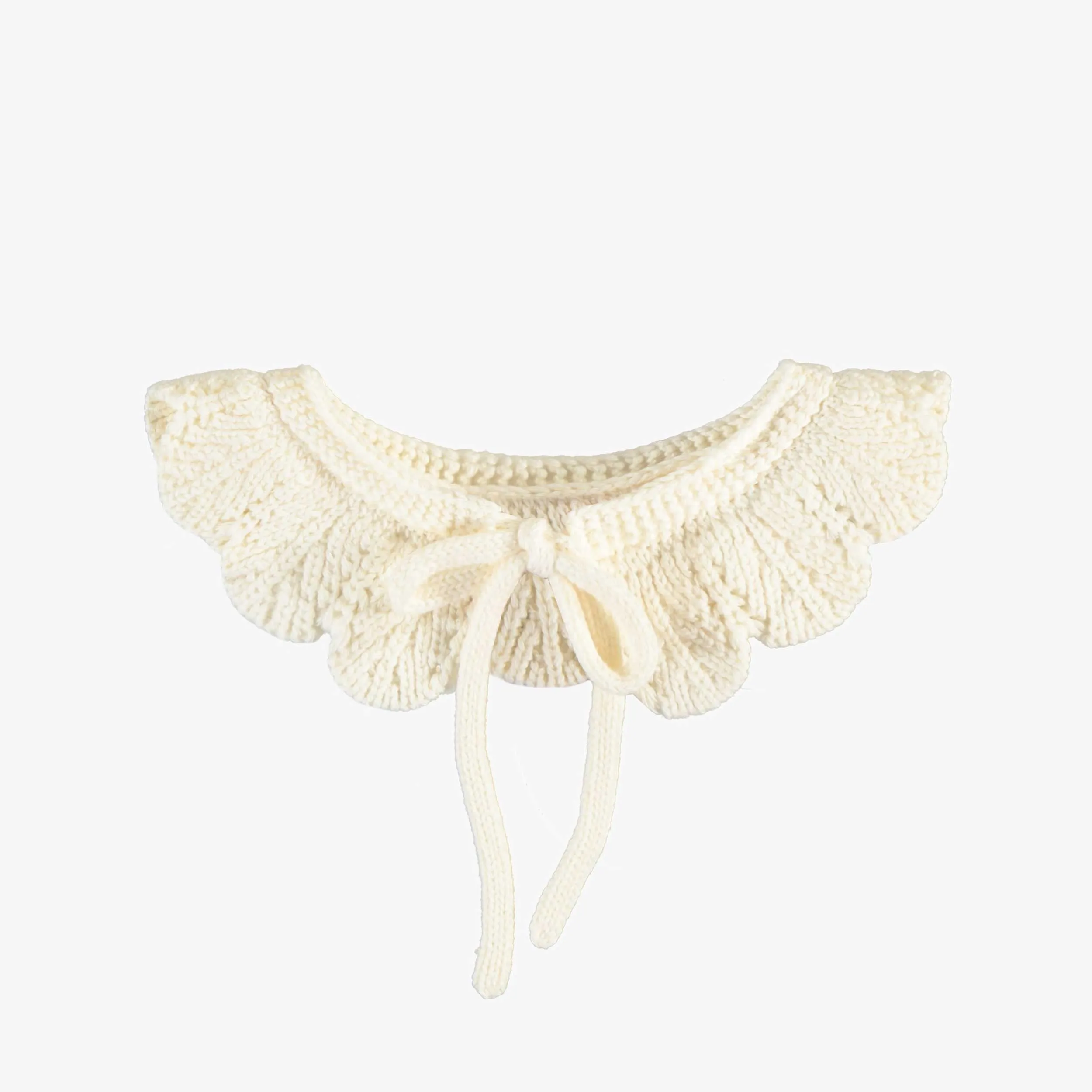 Col amovible crème en tricot avec motif, enfant || Cream removable collar with pattern in the knit, child