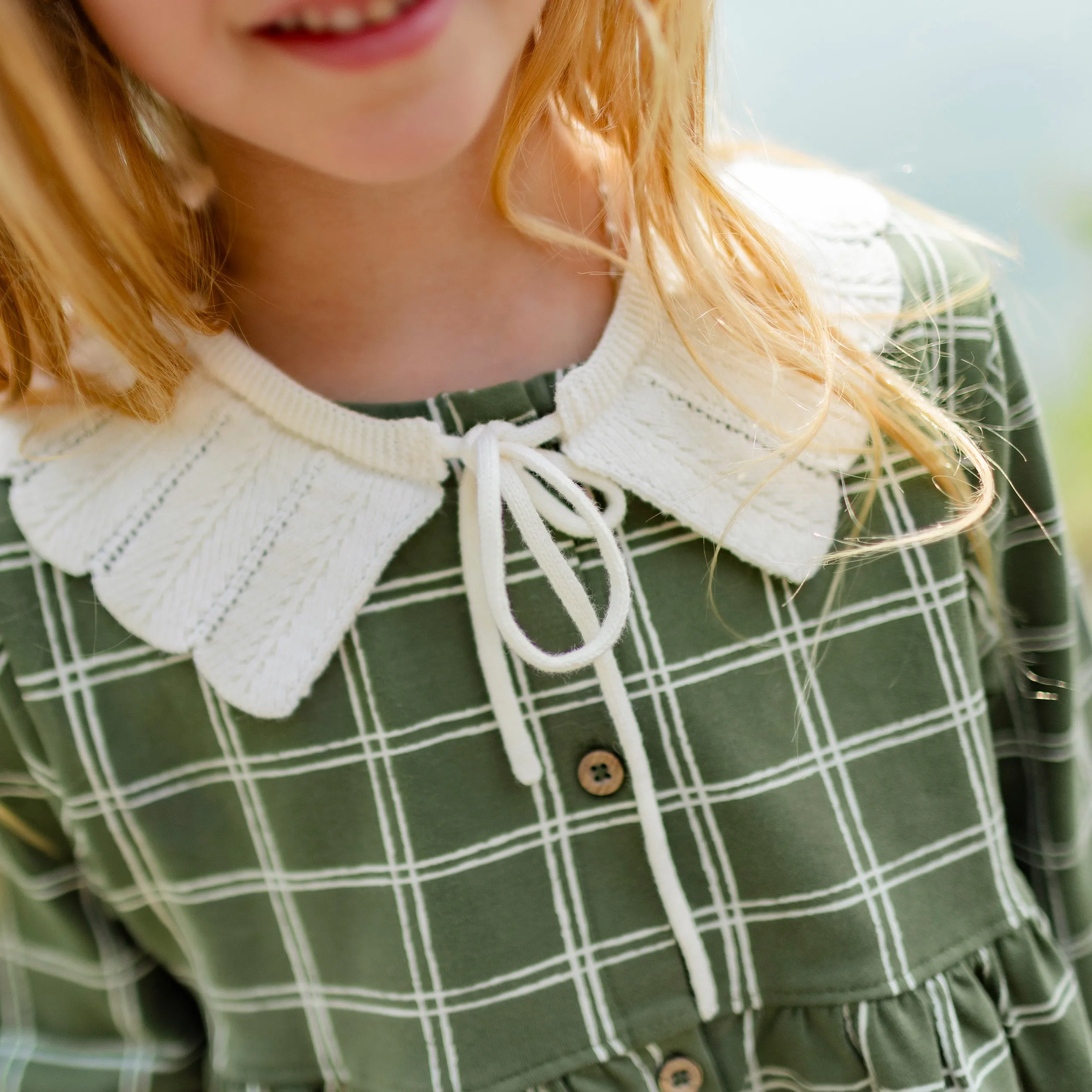 Col amovible crème en tricot avec motif, enfant || Cream removable collar with pattern in the knit, child