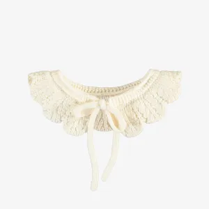 Col amovible crème en tricot avec motif, enfant || Cream removable collar with pattern in the knit, child