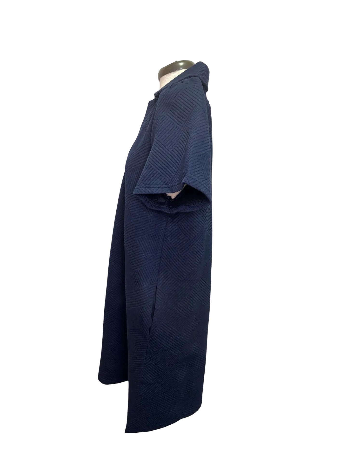 Collared Textured Dress Navy