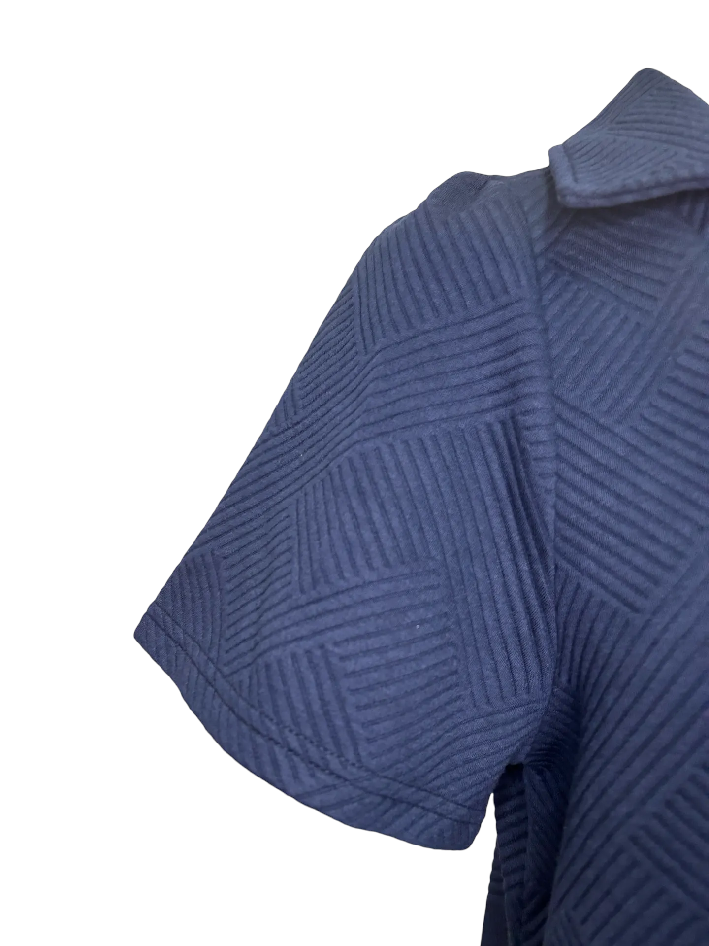 Collared Textured Dress Navy