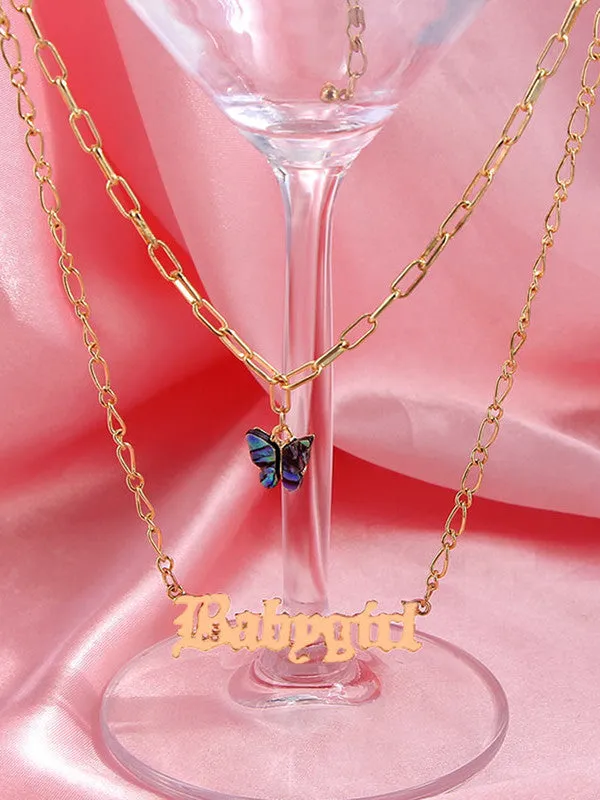 Combo Of Blue Crystal Butterfly Pendant, Earrings With Ring