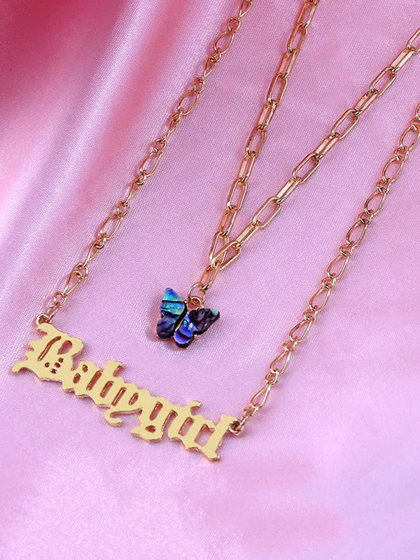 Combo Of Blue Crystal Butterfly Pendant, Earrings With Ring