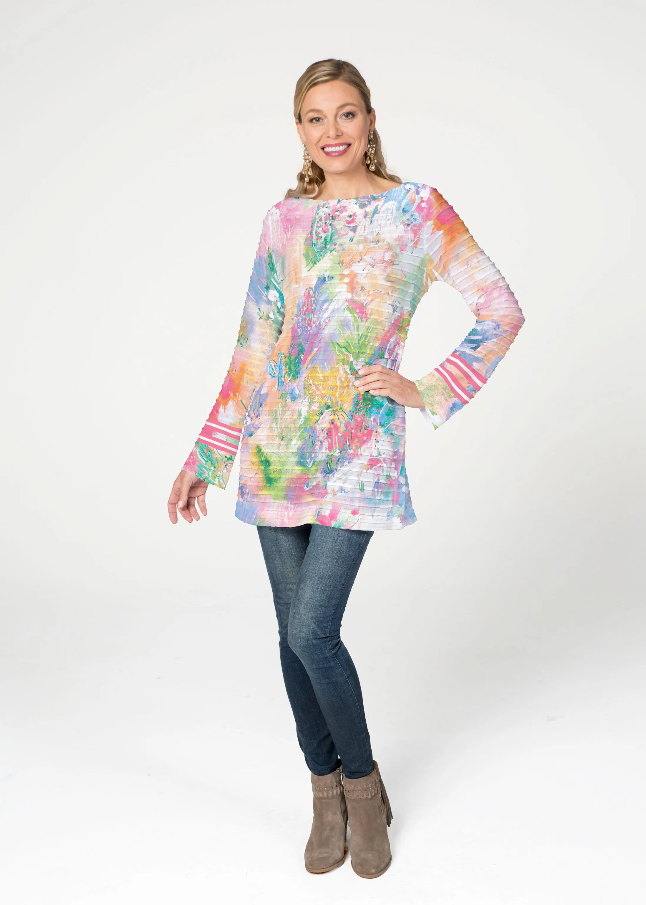 Cool Desert Vibes (17232) ~ Banded Boatneck Tunic