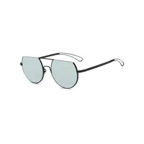 Cool Hollow Out Leg Scrape Off Top Mirror Sunglasses - Grey Blue