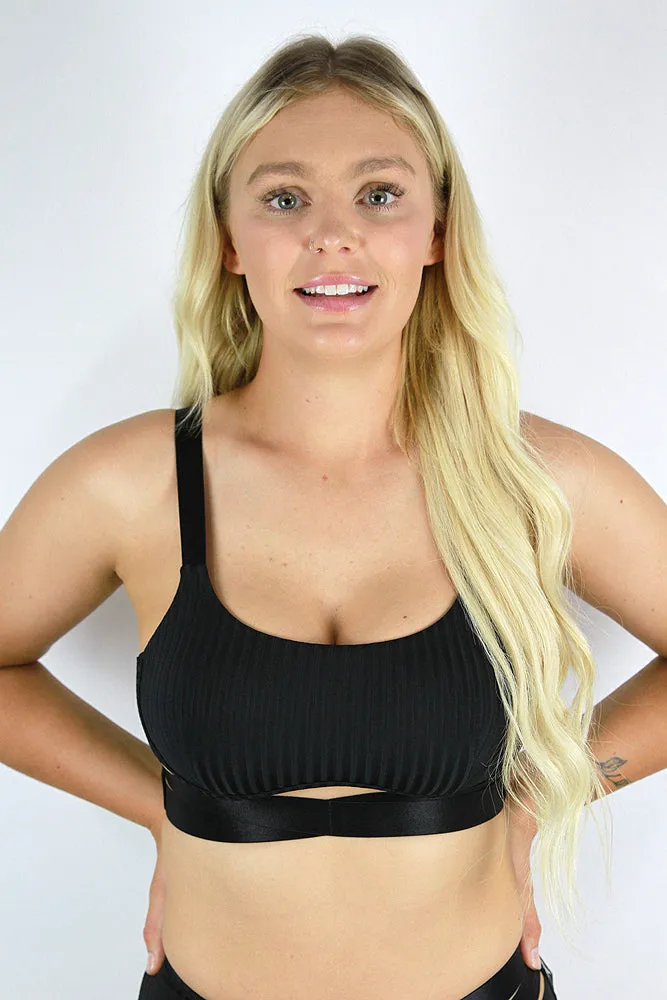 Crystal Strappy Bralette – Black