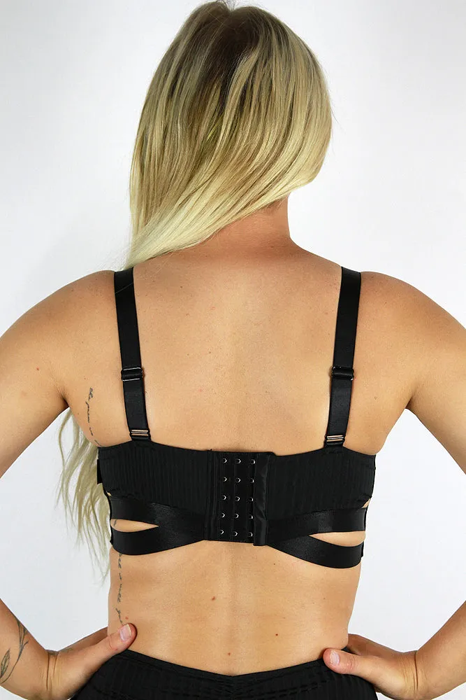 Crystal Strappy Bralette – Black