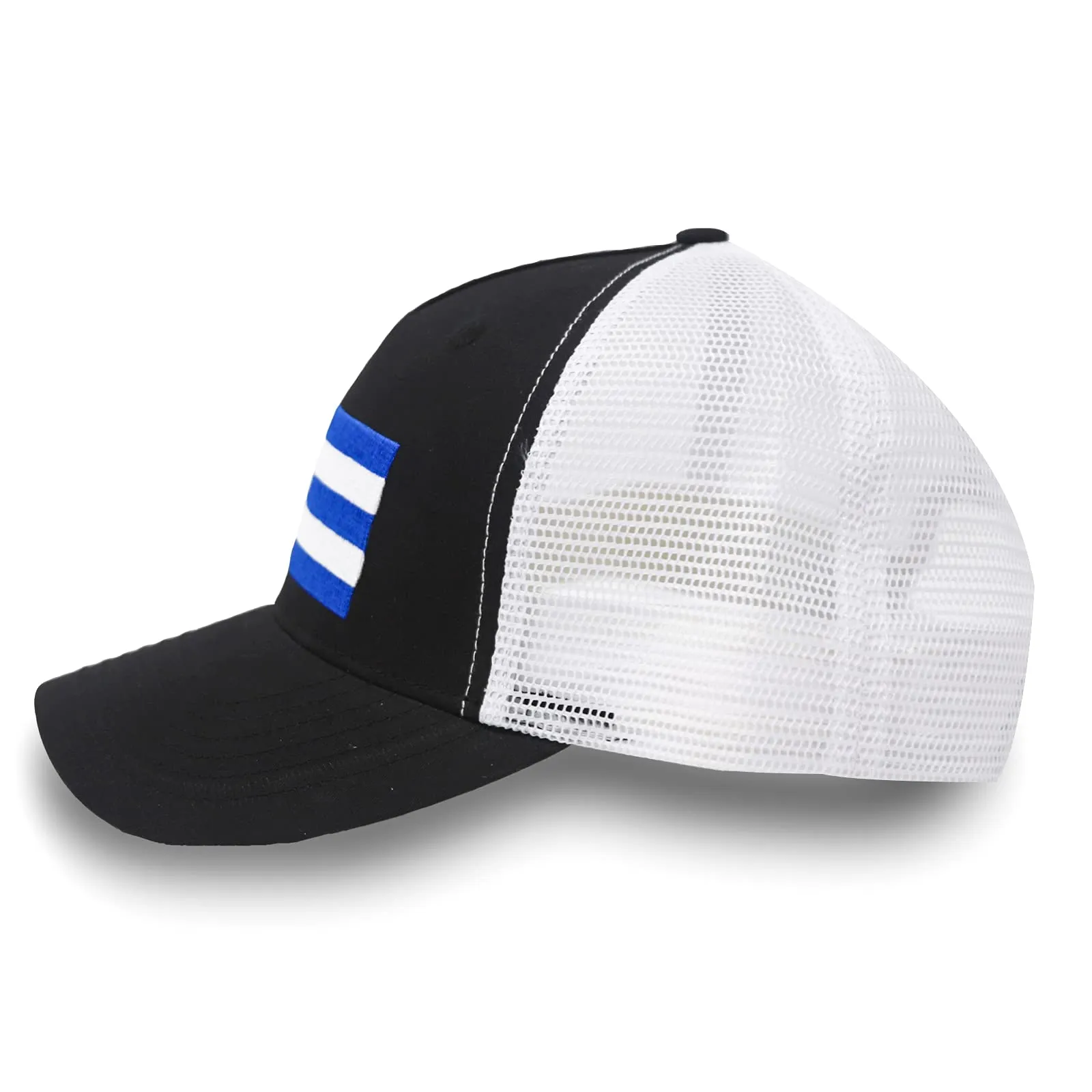 Cuba Flag Flag Trucker Baseball Snapback Hat (Black White) - International Tie