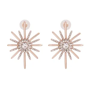 Cubic Zirconia & Crystal 18K Rose Gold-Plated Sunflower Drop Earrings
