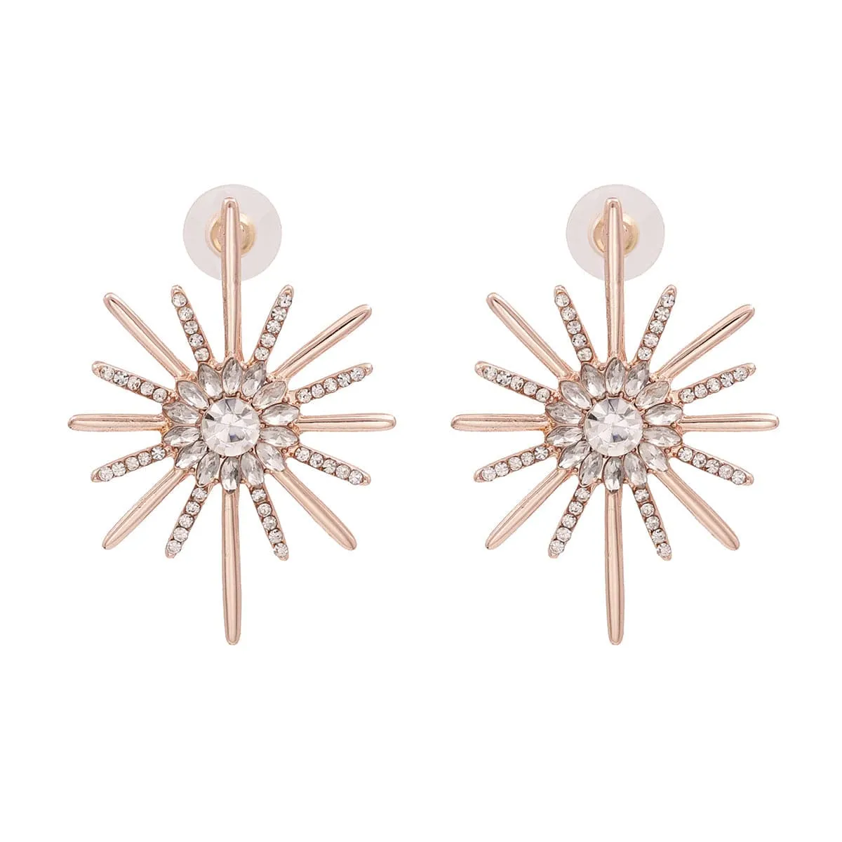 Cubic Zirconia & Crystal 18K Rose Gold-Plated Sunflower Drop Earrings