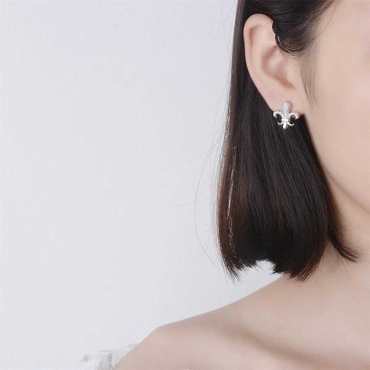 Cubic Zirconia & Silver-Plated Octopus Stud Earrings