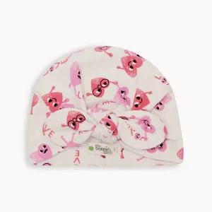 CUPID - Love Hearts Organic Baby Turban Hat With Bow