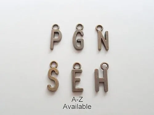 Custom Bronze Hook & Fish Charm Keychain with I Love You Heart Charm & Letter Charm