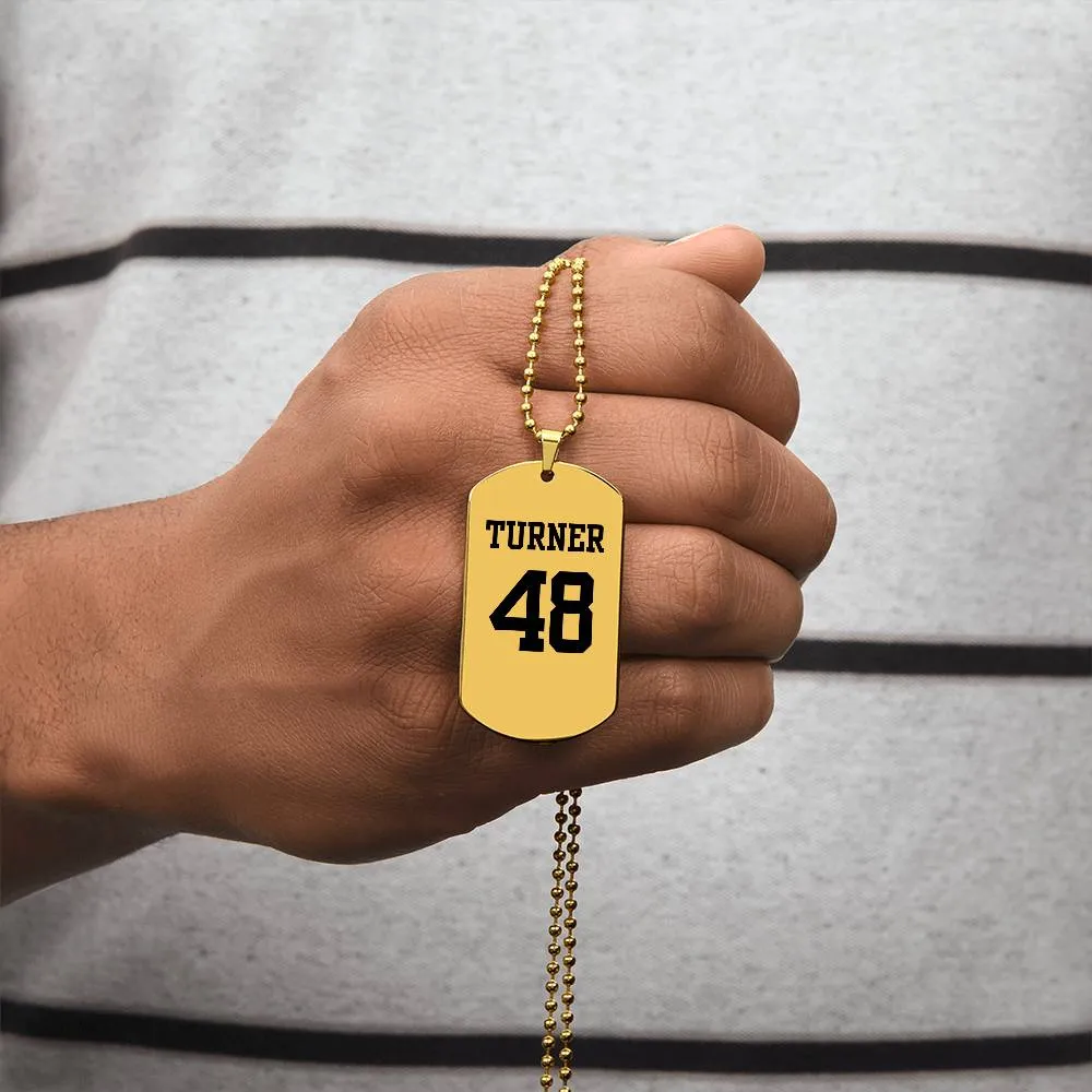 Custom Sports Name and Number Dog Tag w/ Engraving Available