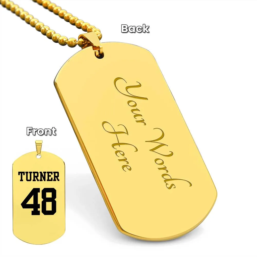 Custom Sports Name and Number Dog Tag w/ Engraving Available