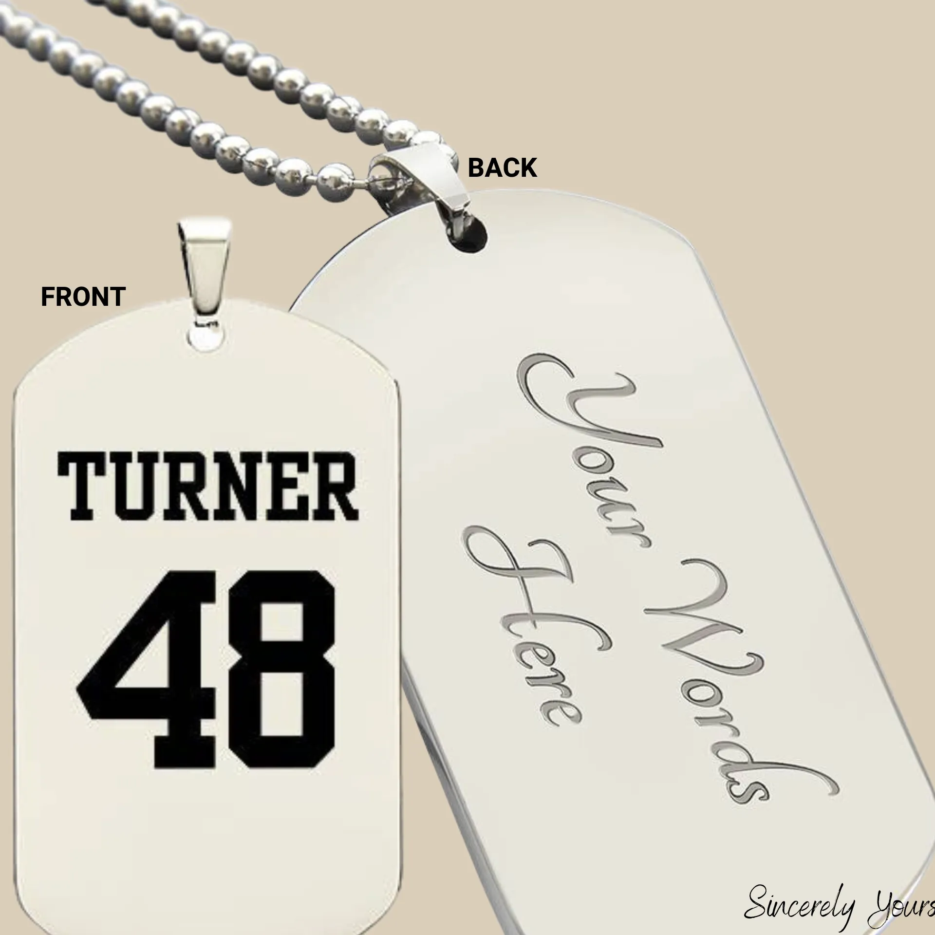 Custom Sports Name and Number Dog Tag w/ Engraving Available