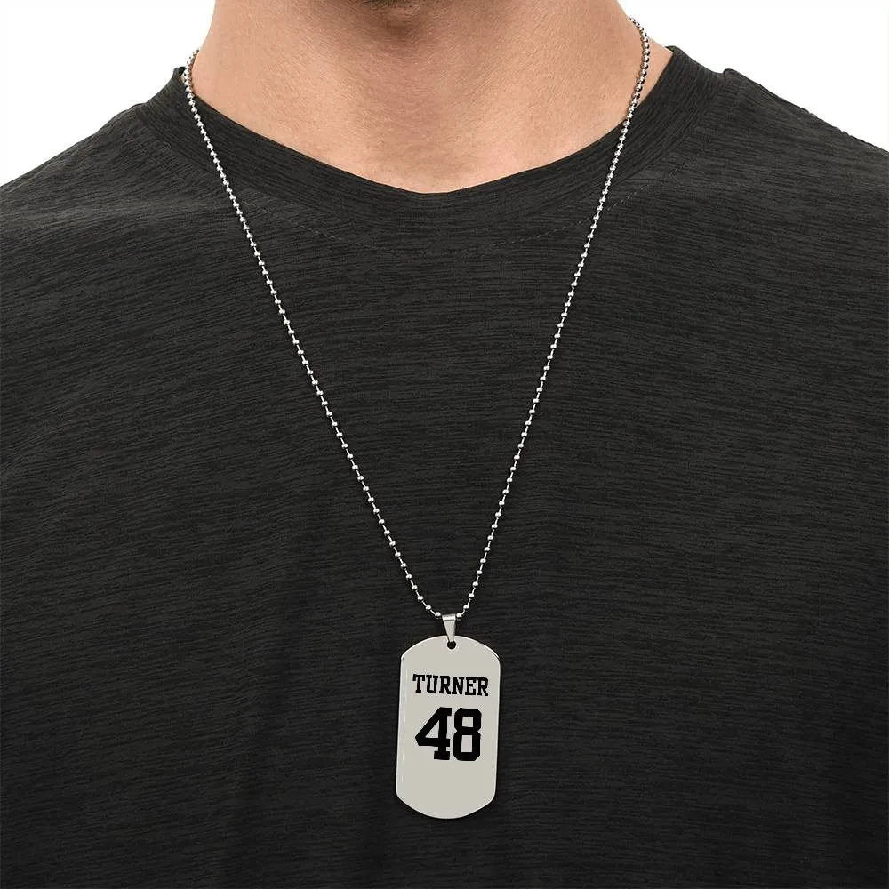 Custom Sports Name and Number Dog Tag w/ Engraving Available