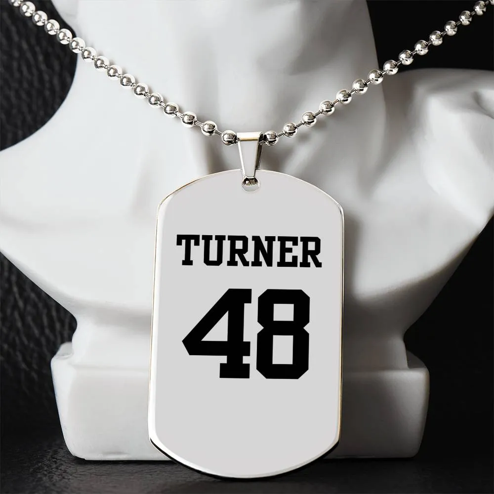 Custom Sports Name and Number Dog Tag w/ Engraving Available