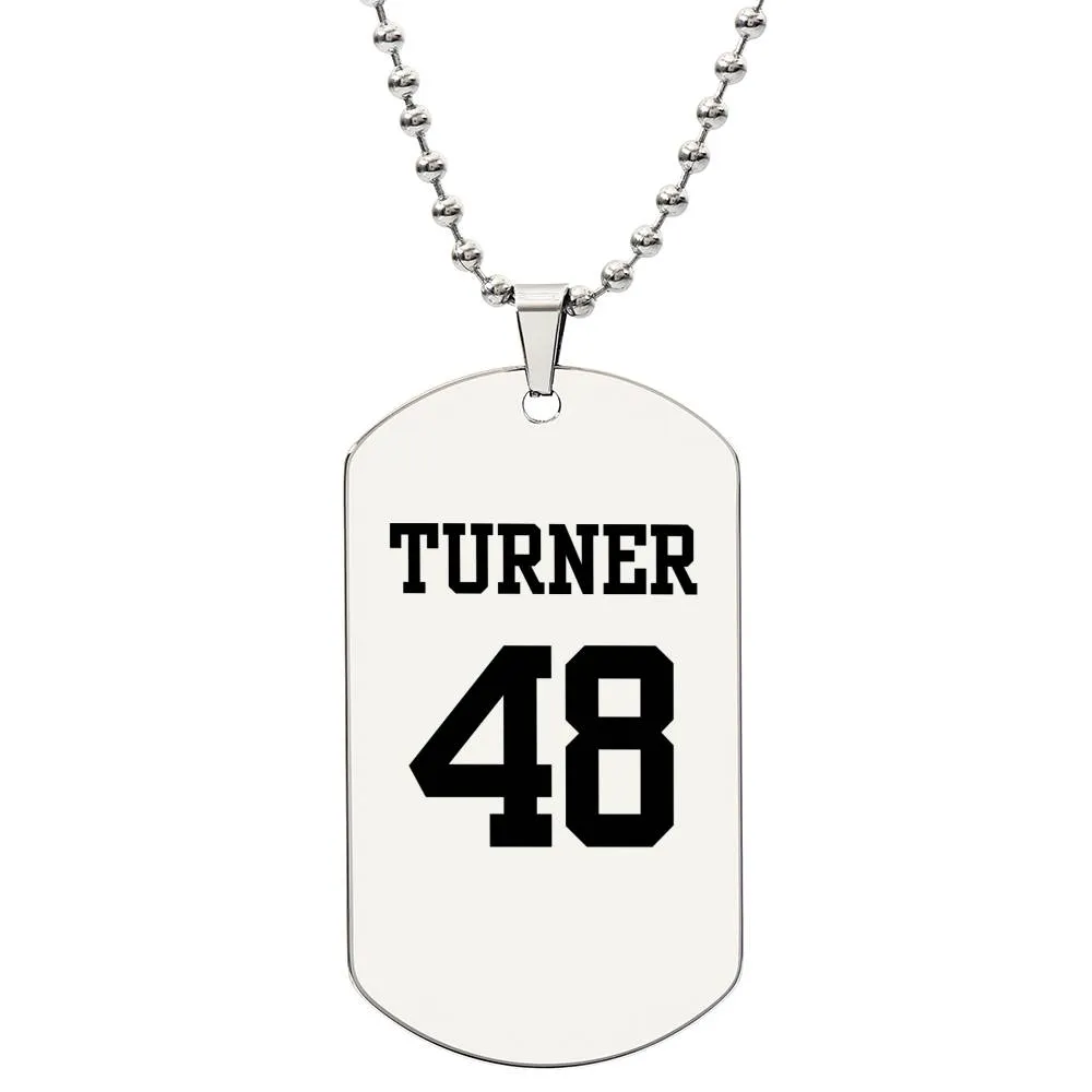 Custom Sports Name and Number Dog Tag w/ Engraving Available